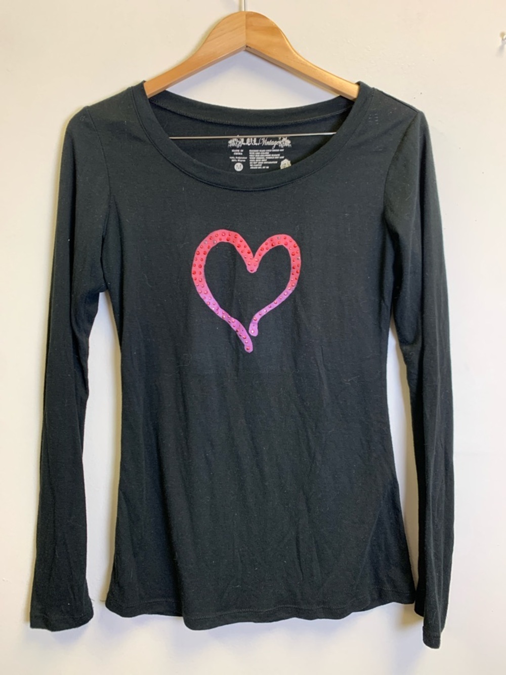L.O.L. Vintage Black Tee with White Graphic Neck Print